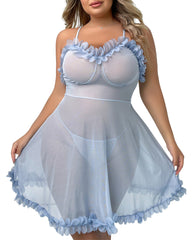 Plus Size Sexy Woman Sexy Sleepwear One Piece See through Popular Sling