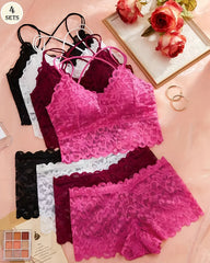 Kisslove Underwear&Sleepwear Basics 4sets Lace Wireless Bra And Panty Set Lingerie Set