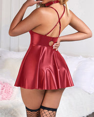 PU leather Suspender Sexy Nightdress