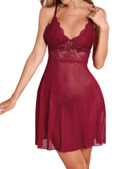 Sexy lace low-cut home suspender nightdress