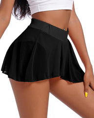 Women Transparent Sports Dress Sexy Tennis Skirt Ruffle Lingerie
