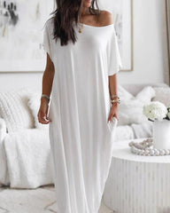 Women's Solid Color Batwing Sleeve Casual Elegant Comfy Short Sleeve Baggy Nightdress