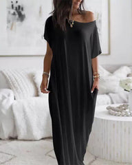 Women's Solid Color Batwing Sleeve Casual Elegant Comfy Short Sleeve Baggy Nightdress