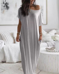 Women's Solid Color Batwing Sleeve Casual Elegant Comfy Short Sleeve Baggy Nightdress