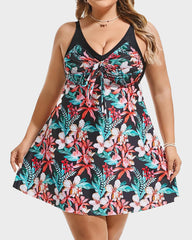 Plus Size Tummy Control Swimdress with Shorts
