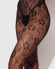 Floral Fishnet Full Stockings