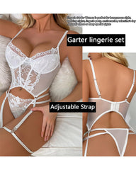 Womens Lingeries Garter Set Lace Lingerie With Underwire 2 Piece Push Up Lingerie Sets Sexy Corset Tops